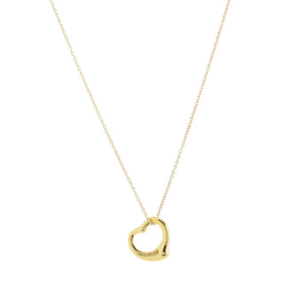 Tiffany & Co. Elsa Peretti Open Heart Pendant Necklace 18K Yellow Gold with Yellow Diamonds 16mm