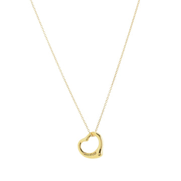 Tiffany & Co. Elsa Peretti Open Heart Pendant Necklace 18K Yellow Gold with Yellow Diamonds 16mm