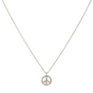 Tiffany & Co. Metro Peace Pendant Necklace 18K White Gold with Diamonds Mini