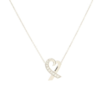 Tiffany & Co. Paloma Picasso Loving Heart Pendant Necklace 18K White Gold with Diamonds