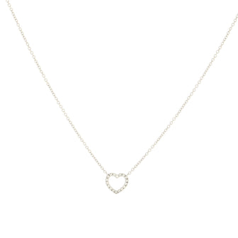 Tiffany & Co. Metro Heart Pendant Necklace 18K White Gold and Diamonds Mini