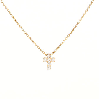 Van Cleef & Arpels Cross Pendant Necklace 18K Yellow Gold and Diamonds Mini