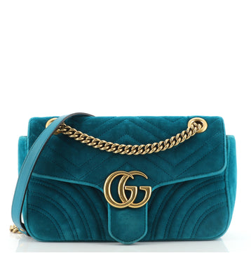 Gucci GG Marmont Flap Bag Matelasse Velvet Small