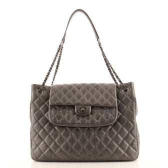 Chanel Classic Flap Shopping Tote Quilted Caviar Large