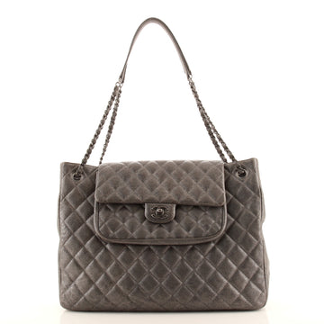 Chanel Classic Flap Shopping Tote Quilted Caviar Large