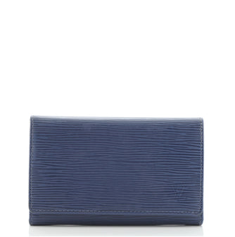 Louis Vuitton Porte Monnaie Billets Tresor Wallet Epi Leather Blue 885841