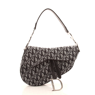 Christian Dior Vintage Saddle Bag Diorissimo Canvas Medium