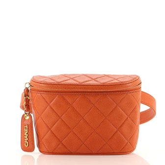 Chanel Vintage Zip Belt Bag Quilted Caviar Small