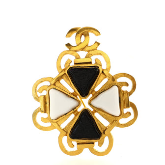 Chanel Vintage CC Clover Brooch Gripoix and Metal