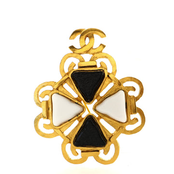 Chanel Vintage CC Clover Brooch Gripoix and Metal