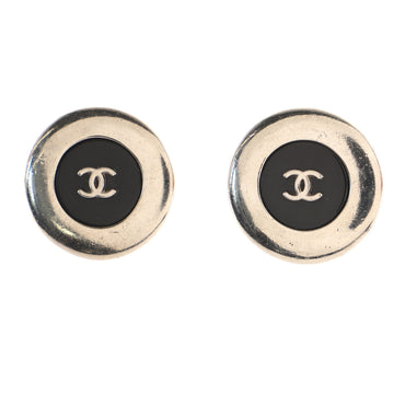Chanel Vintage CC Round Button Clip-On Earrings	 Metal and Resin