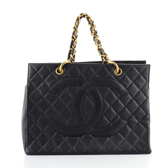 Chanel Vintage Grand Shopping Tote Quilted Caviar