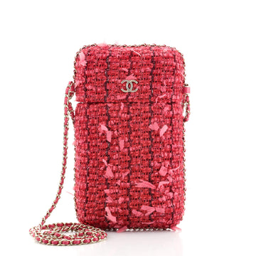 Chanel Chain Around Phone Holder Crossbody Bag Tweed and Ribbon