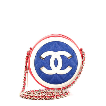 Chanel Filigree Round Clutch with Chain Quilted Caviar Mini