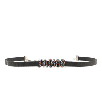 Christian Dior J'Adior Choker Necklace Multicolor Crystals and Grosgrain Ribbon