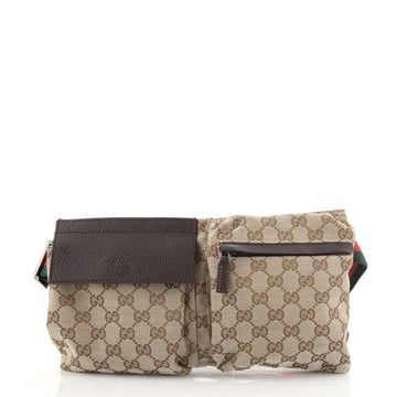 Gucci Vintage Double Belt Bag GG Canvas