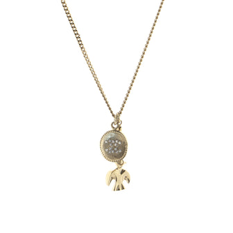 Chanel Bird and CC Pendant Necklace Metal with Crystals