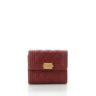 Chanel Boy Bifold Wallet Quilted Caviar Compact
