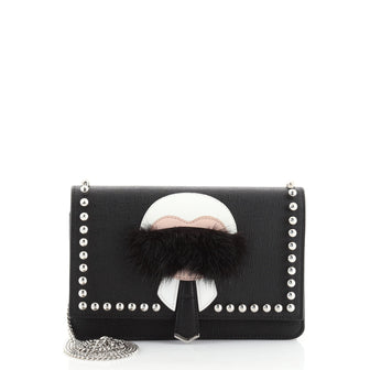 Fendi Karlito Wallet on Chain Studded Saffiano Leather
