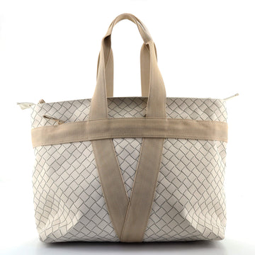 Bottega Veneta Zipped Tote Rubber Intrecciato with Canvas East West