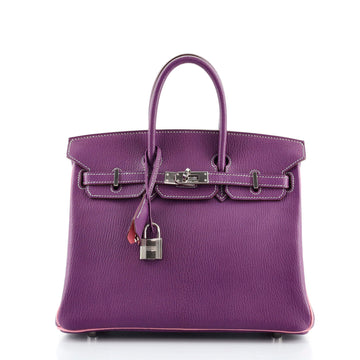 Hermes Birkin Handbag Bicolor Chevre Mysore with Palladium Hardware 25