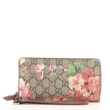 Gucci Zip Around Wallet Blooms Print GG Coated Canvas