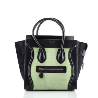 Celine Tricolor Luggage Bag Pony Hair and Leather Micro