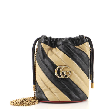 Gucci GG Marmont Bucket Bag Diagonal Quilted Leather Mini