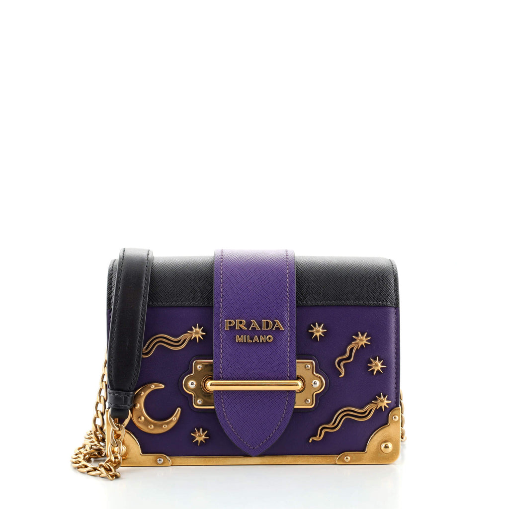 Prada Cahier Crossbody Bag Embellished Leather Small Purple 88652116