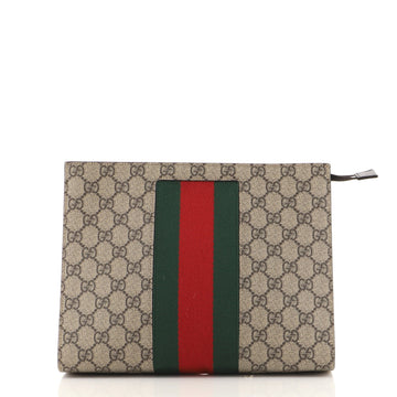 Gucci Web Zip Pouch GG Coated Canvas