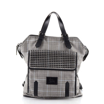 Christian Louboutin Syd Backpack Studded Leather with Printed Wool