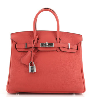 Hermes Birkin Handbag Red Togo with Palladium Hardware 25