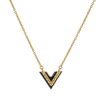Louis Vuitton Essential V Necklace Studded Metal and Lacquer