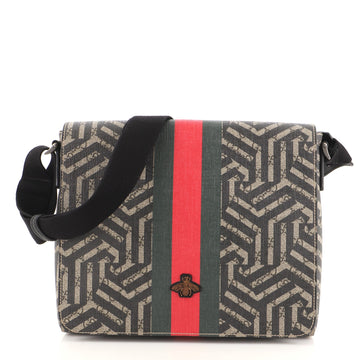 Gucci Bee Web Flap Messenger Bag Caleido GG Coated Canvas Medium
