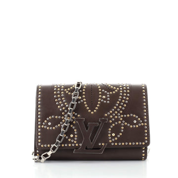 Louis Vuitton Chain Louise Clutch Studded Leather GM
