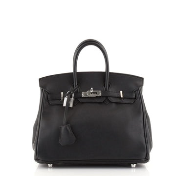 Hermes Birkin Handbag Black Swift with Palladium Hardware 25