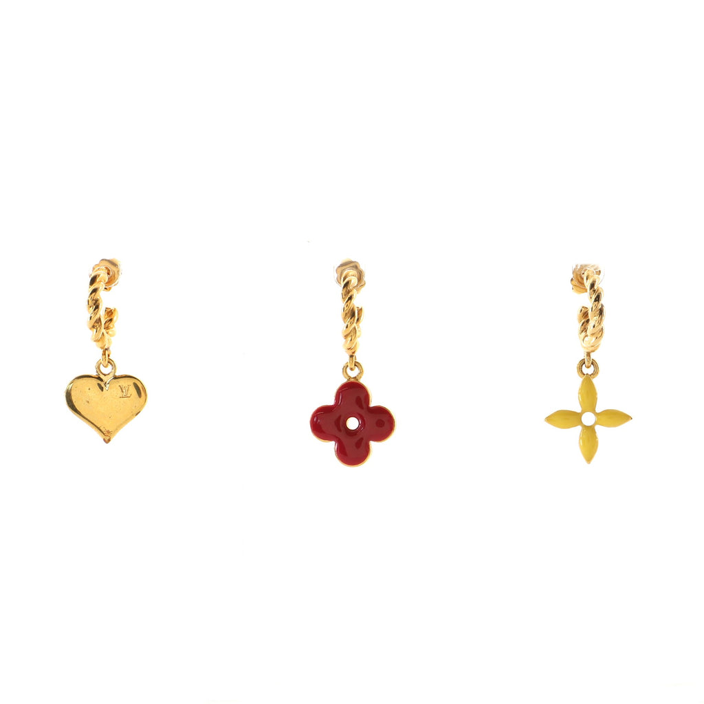 Louis Vuitton Sweet Monogram 3 Huggie Earrings Set Metal and Enamel Gold  8865265