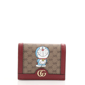 Gucci Doraemon Flap Card Case Printed Mini GG Coated Canvas
