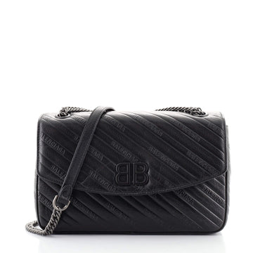 Balenciaga BB Chain Round Shoulder Bag Embossed Leather Medium