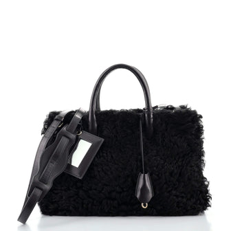 Balenciaga Padlock Nude Work Tote Fur with Leather XS