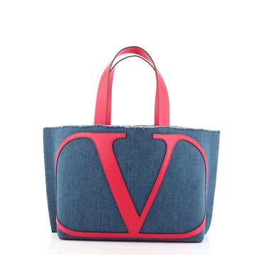 Valentino VLogo Escape Tote Denim with Leather Small