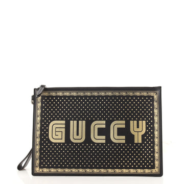 Gucci Wristlet Clutch Limited Edition Printed Leather