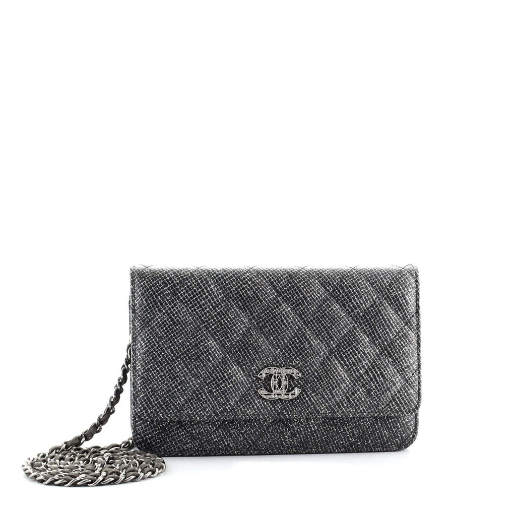 Chanel Wallet on Chain Quilted Glittered Calfskin Black 8865314