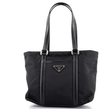 Prada Front Pocket Zip Tote Tessuto with Leather Small