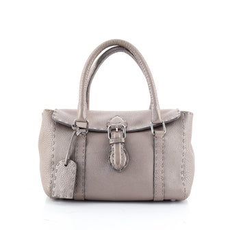 Fendi Selleria Linda Satchel Pebbled Leather Mini
