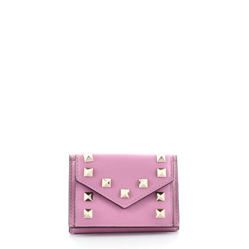 Valentino Rockstud Front Flap Trifold Wallet Compact