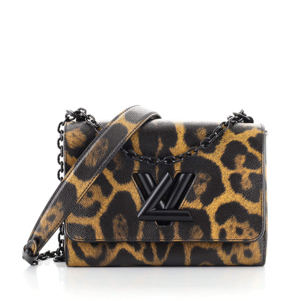 Louis Vuitton Twist Convertible Handbag Wild Animal Print Canvas MM Black  2223892
