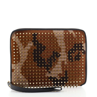 Christian Louboutin Cris iPad Case Spiked Printed Calf Hair