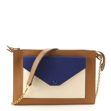 Celine Pocket Envelope Wallet on Chain Leather and Suede Large