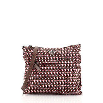 Prada Zip Messenger Bag Printed Tessuto Medium